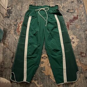 FP Movement by Free People Green Track Pants with White Stripes NWT
